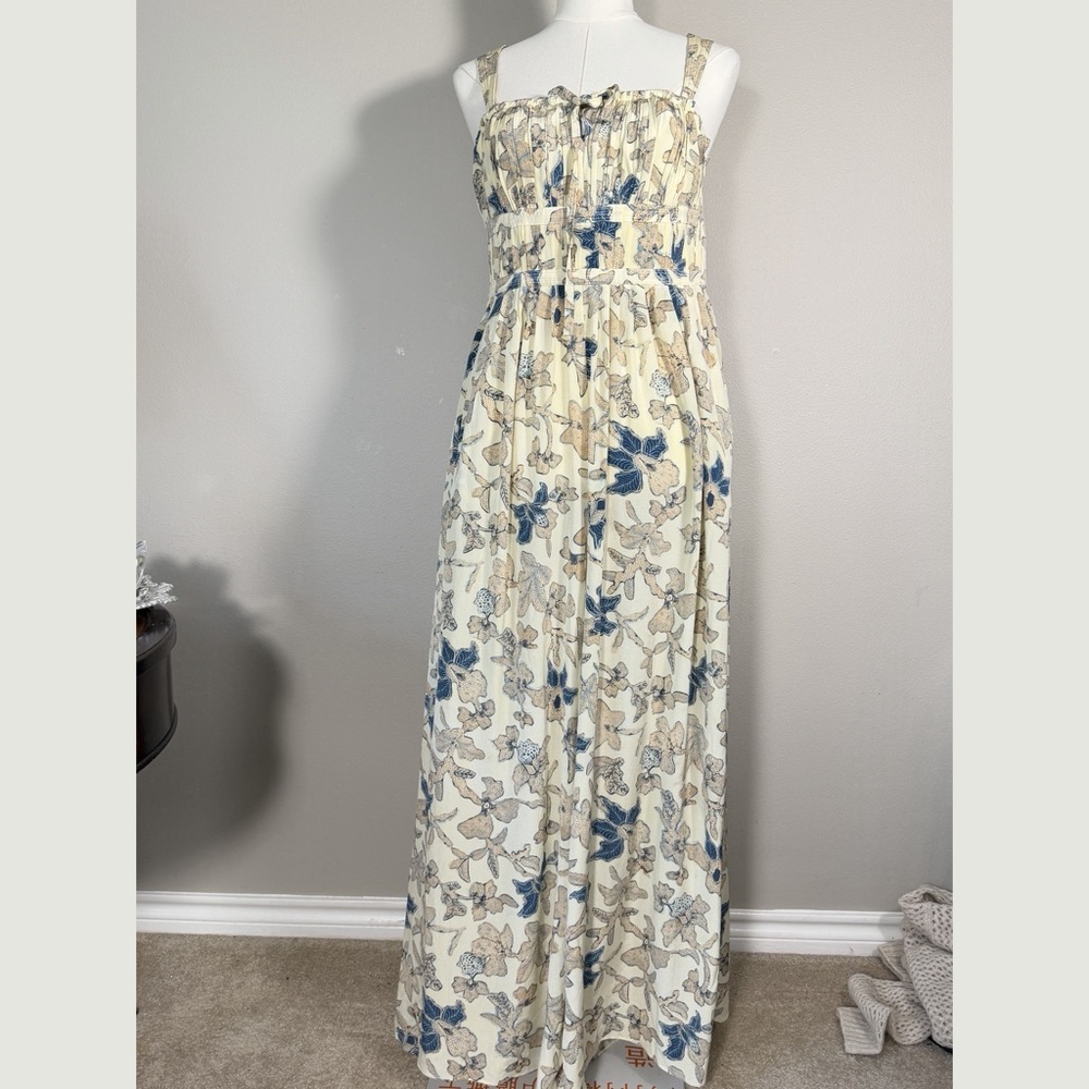 Ulla Johnson Josephina 100% Silk Floral Wide Leg Jumpsuit Size 6